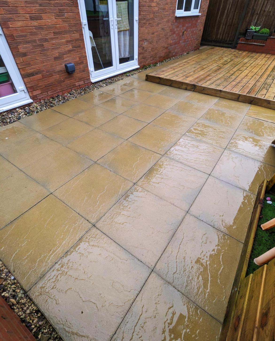 Patio after jet washing